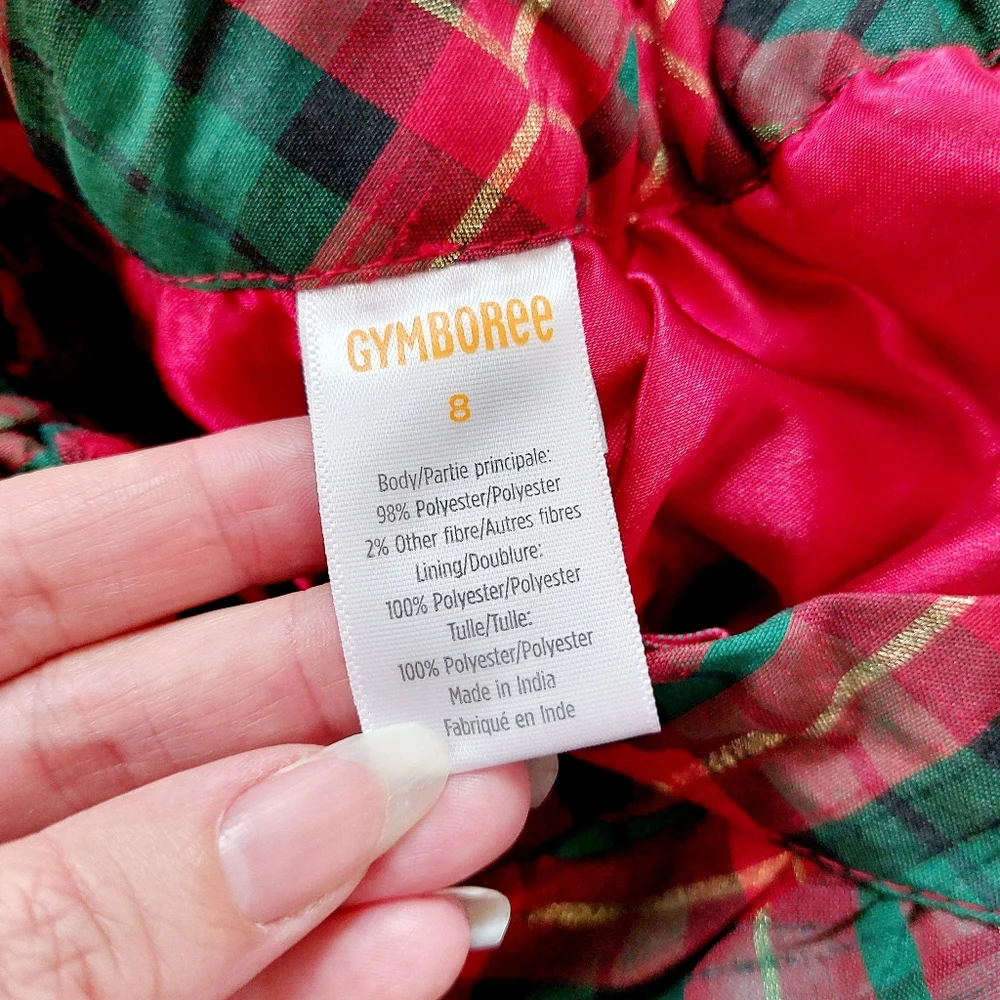 Plaid Christmas Skirt‎ with Bow Adjustable Waist size 8 Gymboree